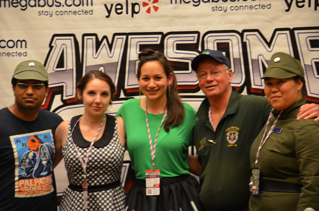 Jay, Amy, Bria, John, and Anna after the State of the Galaxy panel [Photo Credit: Feed Your Nerd]